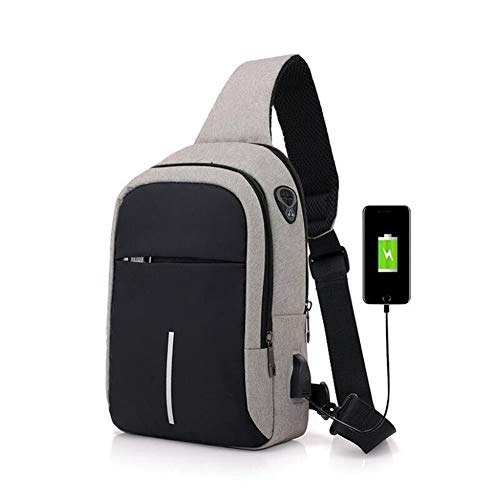 Pequeña Carga del USB De Un Solo Hombro Bolsa De Mensajero De Los Hombres Bolsas Impermeables Pecho Honda De La Bolsa Bagpack Cruz Bolsas De Cuerpo Masculino Viajar (Color : Light Grey) Cover