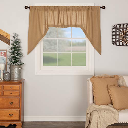 VHC Brands Burlap Natural Cotton Window Swags (Set of 2) 36x36x16 EA