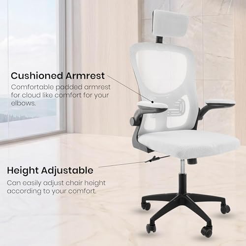 Image of NORMAN JR White Black | High Back Imported Mesh Fabric Boss Office Chair | Y Design Ergonomic Back Support | 2D Aero Design Adjustable Armrests | Synchro Tilt Lock Mechanism Support