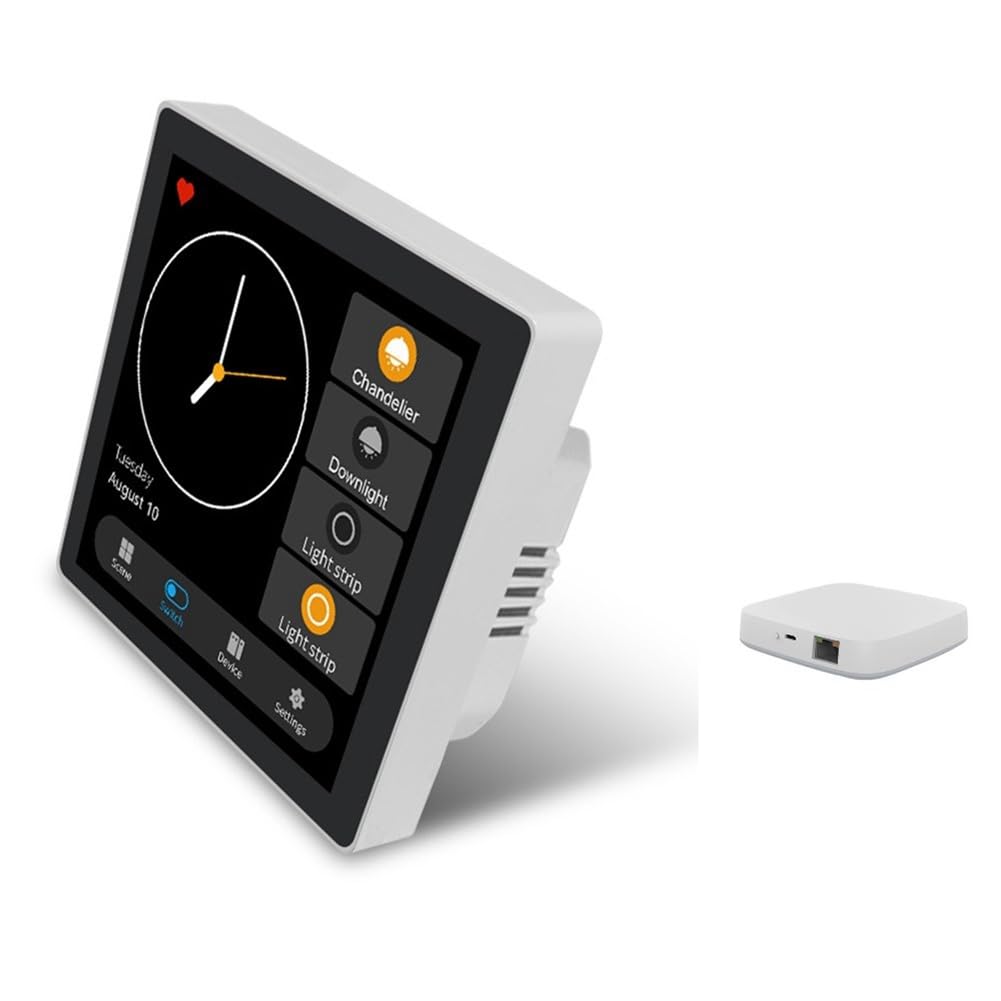 Tuya Smart Home Multiple Zigbee Smart Home Panel de Control Interruptor de 4 Pulgadas Control de Pantalla TáCtil con Zigbee Gateway - Enchufe de la UE
