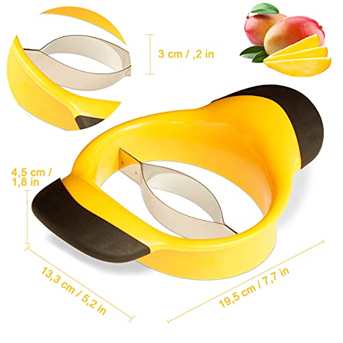 Miniatura 3 de Cortador De Mango, Hoja Partidor De Mangos De Acero Inoxidable, Descorazonador, Utilizado Para Cortar Descorazonar De Mango, Amarillo