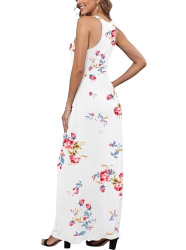 Image of EUOVMY Women's Sleeveless Dress Casual Plain Loose Summer Long Maxi Dresses with Pockets