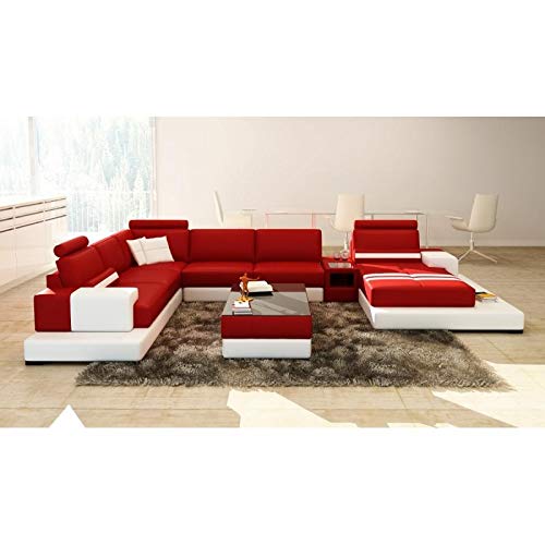 Quality Assure Furniture Walt Modern U Shape Leatherette Sofa Set (Red