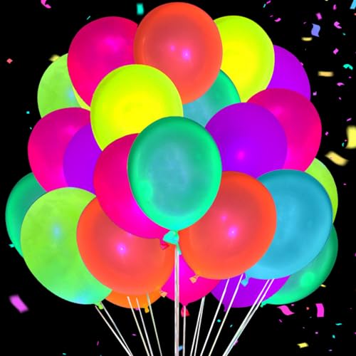 60 pcs UV globos de neón, globos fluorescentes, UV negro globos de látex de luz, brillan en la oscuridad, adecuado para el cumpleaños, la noche decoración de globos fiesta