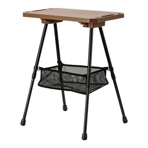 Ronyme Mesa de Campamento Plegado Muebles livianos aleación de Aluminio con Almacenamiento Altura Ajustable para Viajes Cocina de Cocina de Picnic, Caqui