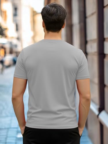 Image of LEOTUDE Men's Polycotton Quick Dry Regular Fit Round Neck Half Sleeve Regular Fit Active Wear Gym T-Shirt for Men's (Pack of 3)