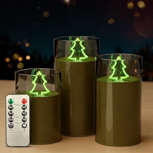 Image of L LOHAS LED Electronic Candle Night Lights with Remote | 3-Pack LED Flameless Candles, Battery Operated Flickering Night Light, 5 Brightness Levels & Timer, for Holiday Home Decor