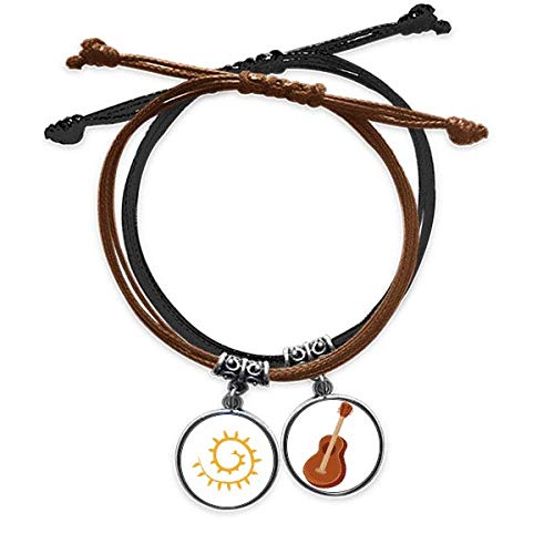 Pulsera de cuero con diseño de sol y hojas de vid DIYthinker ajustable estilo casual