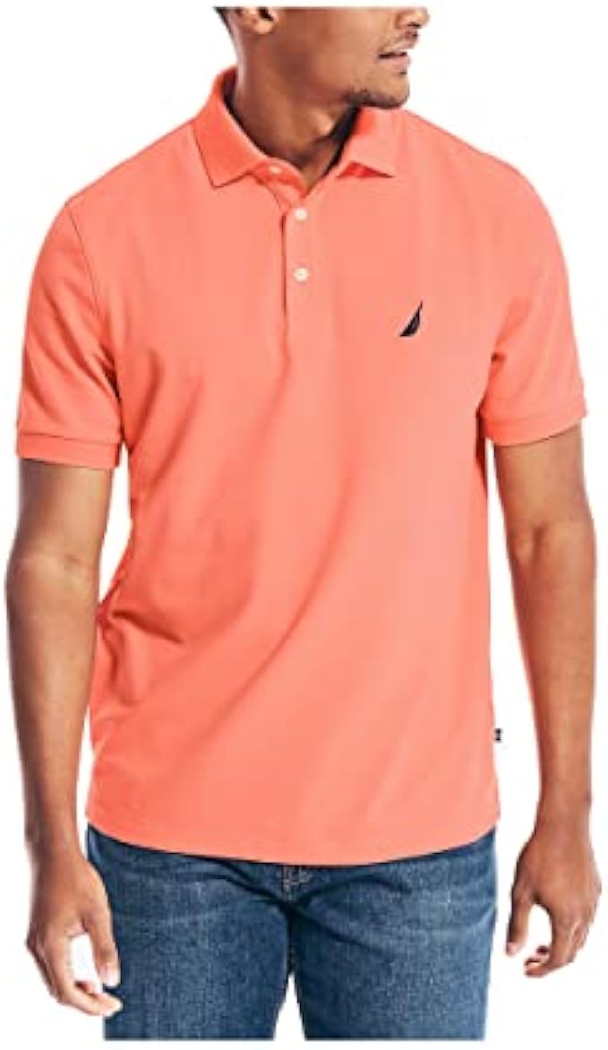 Nautica Men's Short Sleeve Solid Stretch Cotton Pique Polo Shirt
