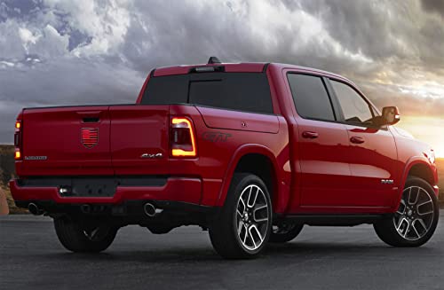 Image of American Flag Emblem Decal Badge Compatible with Dodge Ram 1500 /2500 /3500 (2009-2018, American Flag) (red)