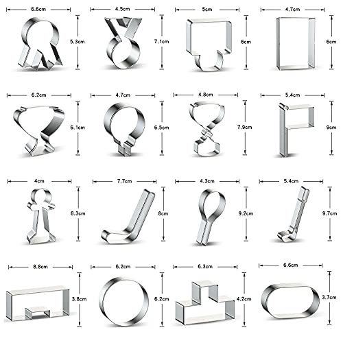 International Sport Cookie Cutter Shapes Set -16 Piece- Stainless Steel Medallion Ribbon Medal Award Basketball Hoop Trophy Golf Flag Hockey Stick Tennis Racket Ball Podium Biscuit Mold Cookie Cutters #TOP1