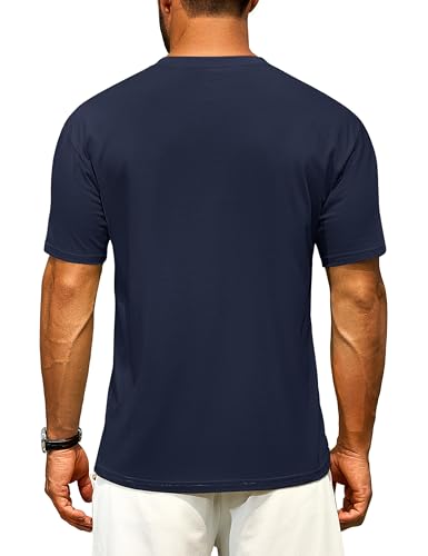 Cotrasen Men's T Shirts Cotton Drop Shoulder Short Sleeve Shirts for Men Casual Soft Comfort Loose Fit Mens Summer Tee Shirts