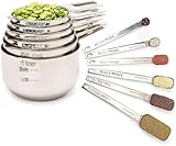 Simply Gourmet Measuring Cups & Spoons Set of 12, 18/08 Stainless Steel Kitchen Gadgets, Stackable Design with Long Handle Spoons, Fits in Spice Jars, Cooking & Baking Set for Dry & Liquid