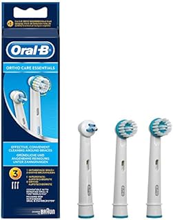 Oral-B Ortho Care Essentials Electric Toothbrush Head, 1 Interspace Brush and 2 Ortho Brush Heads for Teeth with Braces, Pack of 3, White