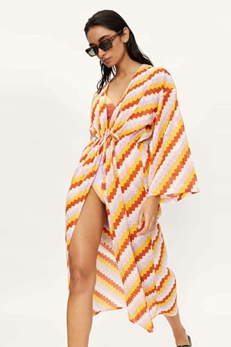 Kimono de playa Compania Fantastica con estampado zigzag 5