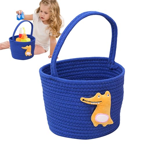Cesta de almacenamiento – 20 x 20 x 17 cm, cesta tejida para ropa sucia para bebé, organizador de mano suave que ahorra espacio para habitación, Pascua, lavandería, manta para perros y niños