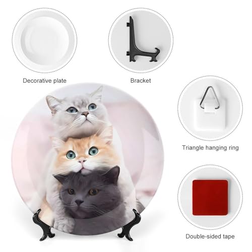 Plato decorativo de cerámica Bone China gatos 6 pulg miniatura 3