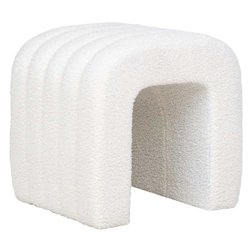 Pouf Colma - Pouf, bouclé, blanc, 41x36,5 cm, HN1234