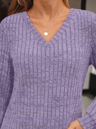 Image of AUTOMET Womens V Neck Long Sleeve Shirts Fall Tops 2026 Lightweight Sweater