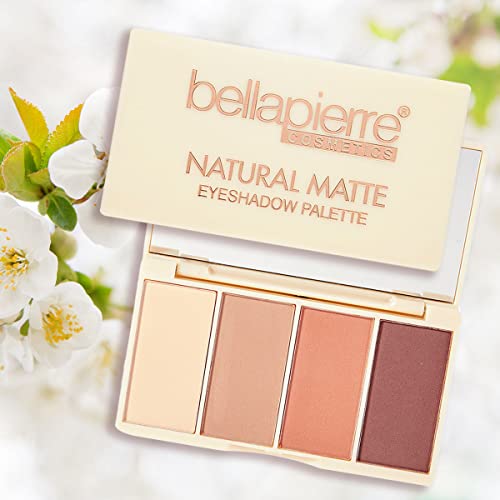 Bellapierre Natural Matte Eyeshadow Palette | Highly Pigmented & Blendable | 4 Matte Shades | Hypoallergenic & Paraben-Free | Cruelty Free #TOP9