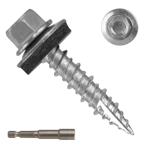 AOKLIT Metal Roofing Screws#10 × 1 Inch, 300Pcs Zinc Plated