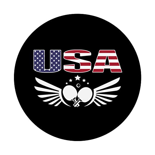 Proud America Table Tennis Lovers Jersey USA Flag Ping Pong PopSockets Swappable PopGrip, Black - Image 3