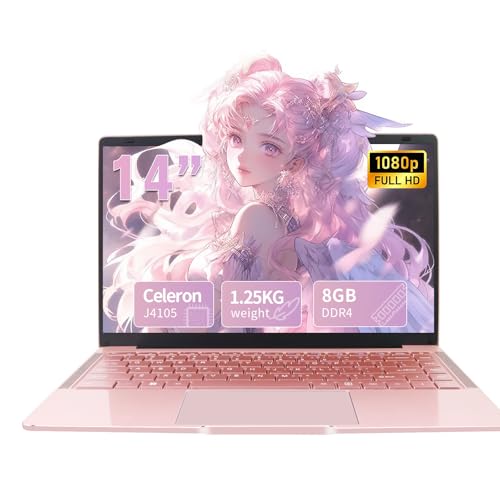 BINHENGLON 14�C���`�m�[�g�p�\�R�� IPS�f�B�X�v���C�ACeleron J4105 CPU(�ő�2.5Ghz)�A��p�t�@���t��4�R�APC�A1920 x 1080�A�w�K�p�Ɋg��(���[�Y�S�[���h�A8GB+512GB SSD)�B