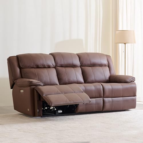 Image of Home Centre | Torino | Electric Recliner | Half Leather | Solid Wood | 3 Seater Recliners | Brown | 2 Years Warranty