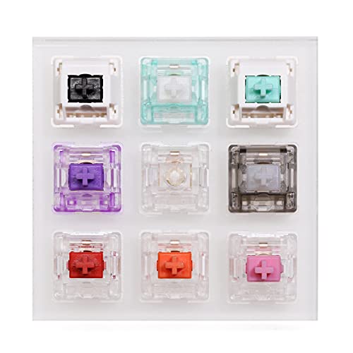 9 Switch switches Tester with Acrylic Base for Mechanical Keyboard everglide Purple Cyan Oreo Red Orange Aqua King Dark Jade (9 Switch EG Tester x1)
