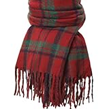 Tavaleu Scarf for Women - Winter Scarf for Women Plaid Shawls Wraps Womens Scarves Winter Fall Tassel Large Scarves for Womens Green-red