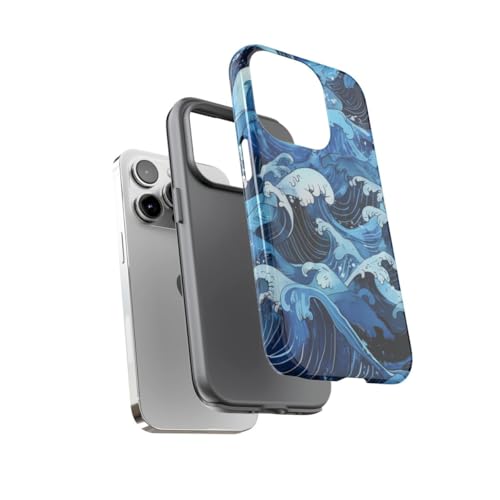 Coque iPhone 14 Pro Vagues Japonaises - Protection Rigide Brillante