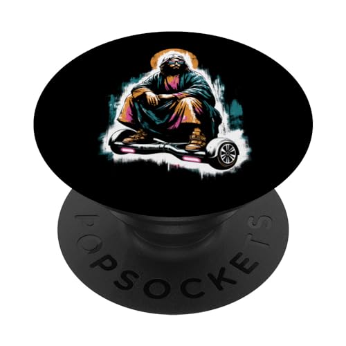 Jesus On Hoverboard - Funny Christian Religious Skater PopSockets Standard PopGrip