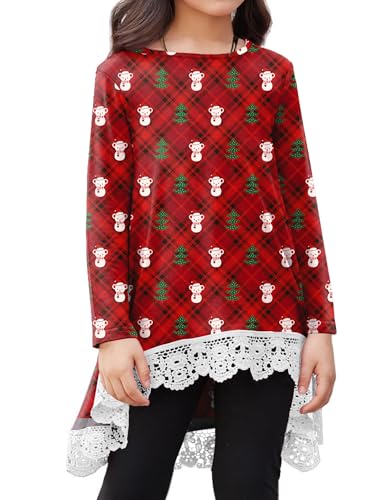 Image of Arshiner Girls Tunic Tops Casual Basic Loose Soft Swing Pullover Long Blouse T-Shirt Tee