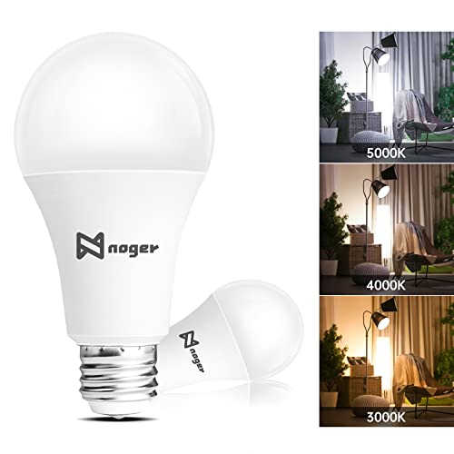 Noger 3 Way Light Bulbs A19, 30 70 100W Equivalent, 3000K Soft White, 3 Way E26 Light Bulbs For Reading, 500-1200-1600Lm, 2 Pack #TOP5