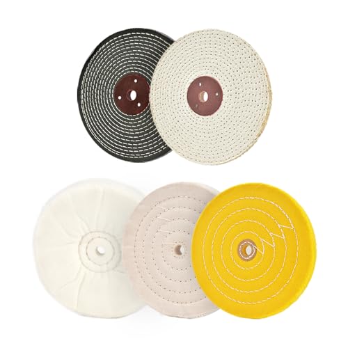 Image of SCOTTCHEN 8 inch Buffing Polishing Wheel Soft(60 Ply) Fine(60 Ply) Medium(40 Ply) Coarse(3 /5 in Thick) Rough(3 /5 in Thick) Polish Pad for Bench Grinder with 5 /8 inch Arbor Hole 5 Pcs