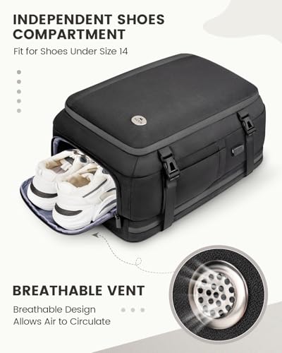 Image of MATEIN Travel Backpack with Shoe Compartment for Men, 17 Inch Underseat Laptop Bag for Women with Wet Dry Pocket, 40L Water Resistant Backpack for Business Luggage, Black