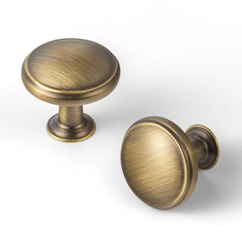 Goo-Ki 6 Pack Cabinet Knobs Brass Bronze Drawer Knobs Zinc Alloy Kitchen Hardware - Brushed Bronze Single Hole/Screw Bar Cabinet Pulls Dresser Handles