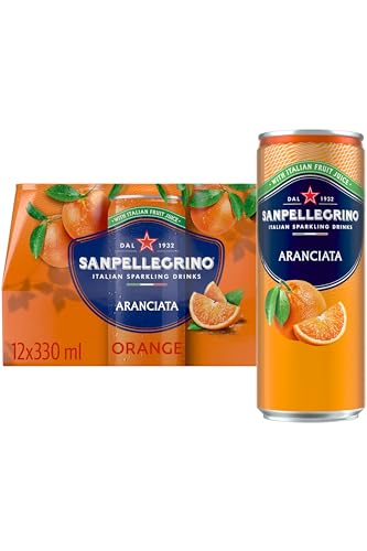 San Pellegrino Italian Sparkling Drinks Tastefully Light Sparkling Orange Canned Soft Drink 12 x 330ml | 64k Cals per Can