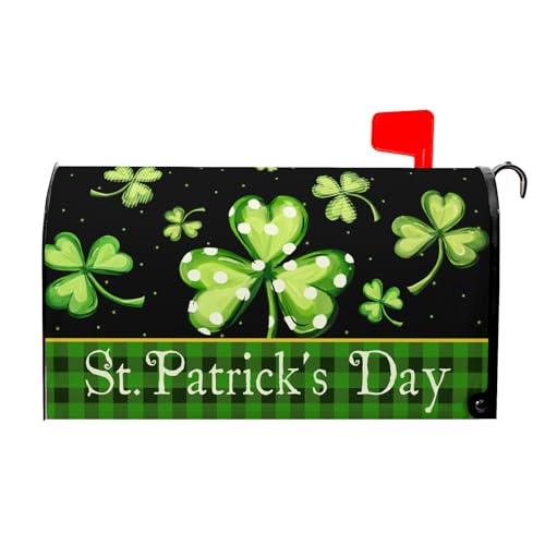 Kawani St Patrick's Day Magnetic Mailbox Covers Green Shamrock Lucky Clovers Mailbox Covers Magnetic Standard Size 21x18 Inch St Patricks Day Post Letter Box Cover for Garden Yard Decor