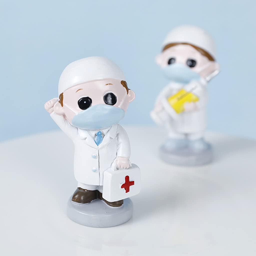 Resin Doctor Nurse Figurines Cake Toppers Desktop Ornaments Nurse Themed Party Decoration Graduation Souvenir Gifts