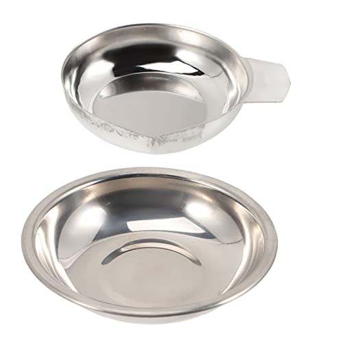 Angoily 2pcs Stone Measuring Cup Gem Scale Tray Stainless Steel Weighing Dishes Pointed Spout