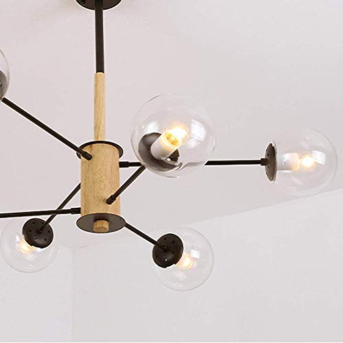 Candelabro Sputnik de 6 luces con globos de vidrio transparente para techo de comedor 8