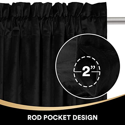 Princedeco Blackout Velvet Curtains Thermal Insulated Window Drapes 72 Inches Length Sound Reducing Heavy Matt Solid Rod Pocket Drapes/Panels For Living Room/Bedroom, Each 52 X 72 Inch, Black #TOP3