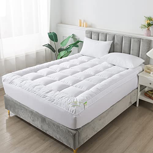 Sufuee Mattress Topper King 400Tc Cotton Mattress Pad With Deep Pocket - Extra Thick 2" Thick Quilted Pillow Top Down Alternative Fill #TOP6