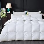 Luxury Duvet Down Comforter Queen Size Goose Feather Duvet Filled with Feather and DownFiber 100 OZ - All Season White Duvet Insert- Luxurious Hotel with 100% Cotton Cover 8 Corner Tabs 90 x 90 Inch
