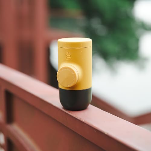 Image of WACACO Minipresso GR2, Portable Espresso Maker Compatible Ground Coffee, Espresso Machine 18 Bar Manually Operated (Golden Ochre)