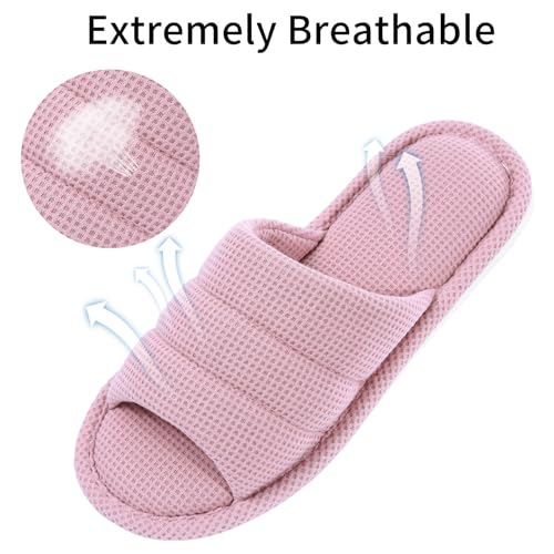 shevalues Summer House Slippers for Women Men Breathable Waffle Indoor Slippers Slip-on Open Toe Home Shoes3
