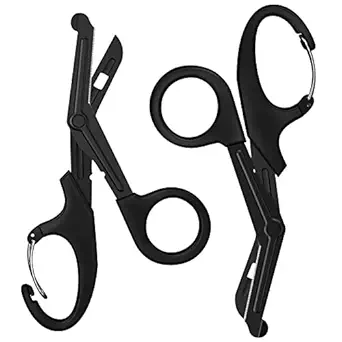 FITA 2 Pack Trauma Shears Medical Scissors with Carabiner - 7.5" Bandage Scissors, Fluoride-Coated Surgical Grade Shears with Non-Stick Blades, Stainless Steel Scissors for EMT Workers Doctors Nurses