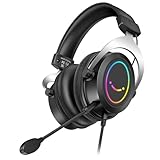 Fone de ouvido para jogos FIFINE com microfone destacável, com fio sobre a orelha com cancelamento passivo de ruído, conector de áudio de 3,5 mm,RGB,para Switch,para Xbox/PC,para PS4/PS5- Ampligame H3