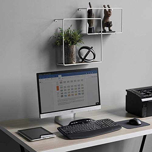 Wall Mounted Rustic Decor Iron And Wood Intersecting Cube Floating Shelves Wood Shadow Boxes Set Of 2 (White) #TOP2